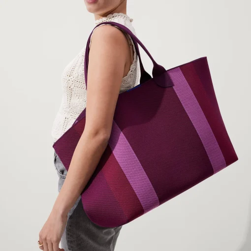 Rothy's Totes^The Lightweight Mega Tote Mulberry Rugby Stripe