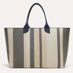 Rothy's Totes^The Lightweight Mega Tote Navy Stripe Twill