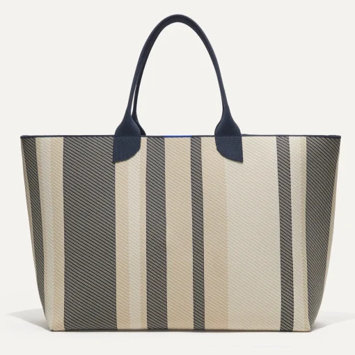 Rothy's Totes^The Lightweight Mega Tote Navy Stripe Twill