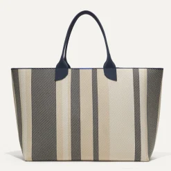 Rothy's Totes^The Lightweight Mega Tote Navy Stripe Twill