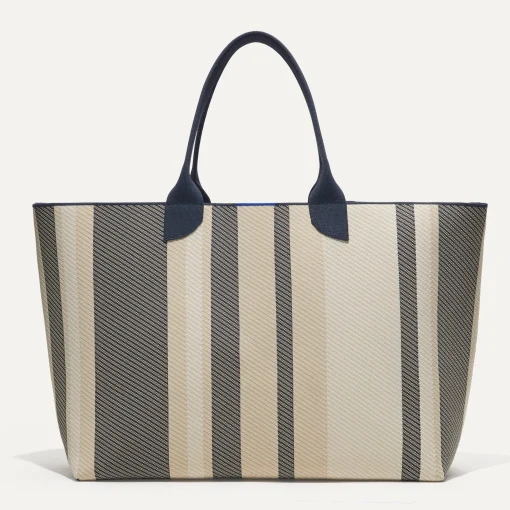 Rothy's Totes^The Lightweight Mega Tote Navy Stripe Twill