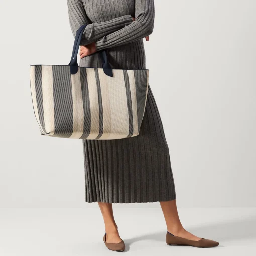 Rothy's Totes^The Lightweight Mega Tote Navy Stripe Twill