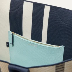 Rothy's Totes^The Lightweight Mega Tote Navy Stripe Twill