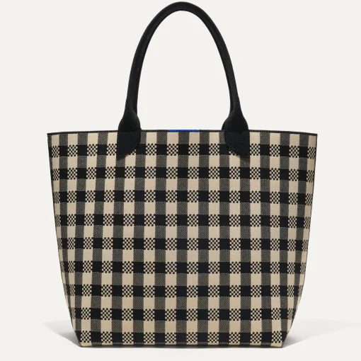 Rothy's Totes^The Lightweight Tote Black And Canvas Gingham