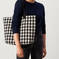 Rothy's Totes^The Lightweight Tote Black And Canvas Gingham
