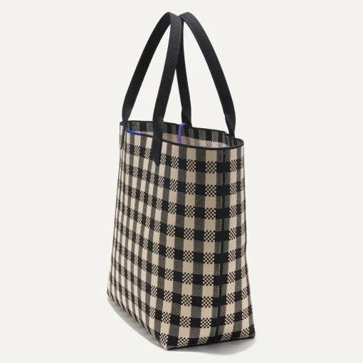 Rothy's Totes^The Lightweight Tote Black And Canvas Gingham