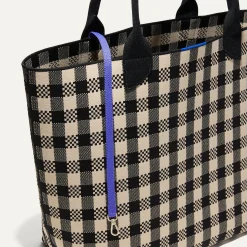 Rothy's Totes^The Lightweight Tote Black And Canvas Gingham