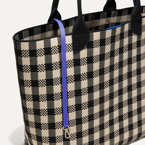 Rothy's Totes^The Lightweight Tote Black And Canvas Gingham