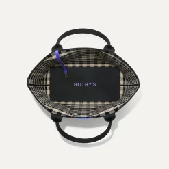 Rothy's Totes^The Lightweight Tote Black And Canvas Gingham