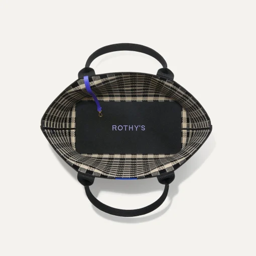 Rothy's Totes^The Lightweight Tote Black And Canvas Gingham