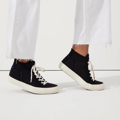 Rothy's The Lace Up^The Women's High Top Sneaker Black