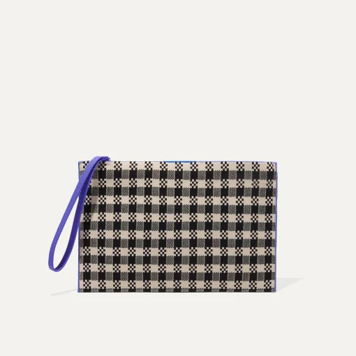 Rothy's Clutches & Pouches^The Wristlet Black And Canvas Gingham