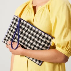Rothy's Clutches & Pouches^The Wristlet Black And Canvas Gingham