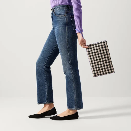 Rothy's Clutches & Pouches^The Wristlet Black And Canvas Gingham