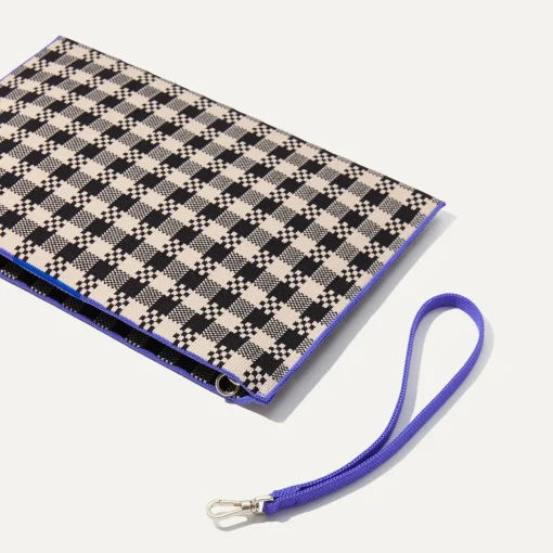 Rothy's Clutches & Pouches^The Wristlet Black And Canvas Gingham